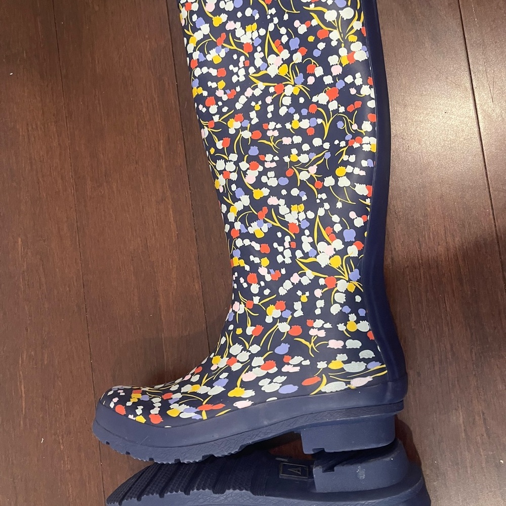 nwot/nwob anthropologie navy floral Women's Rain Boots 7 - Picture 13 of 16